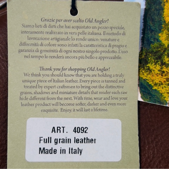 🆕 NWT Old Angler Firenze Cognac Leather Briefcase/Messenger Bag - Picture 14 of 16